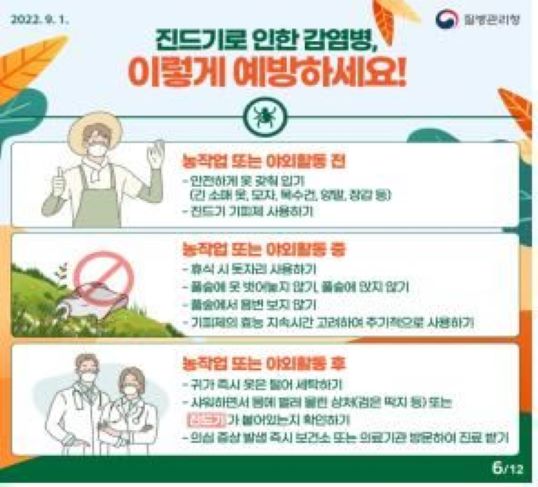 '진드기 매개 감염병 주의 안내' 카드뉴스 / 출처=질병관리청